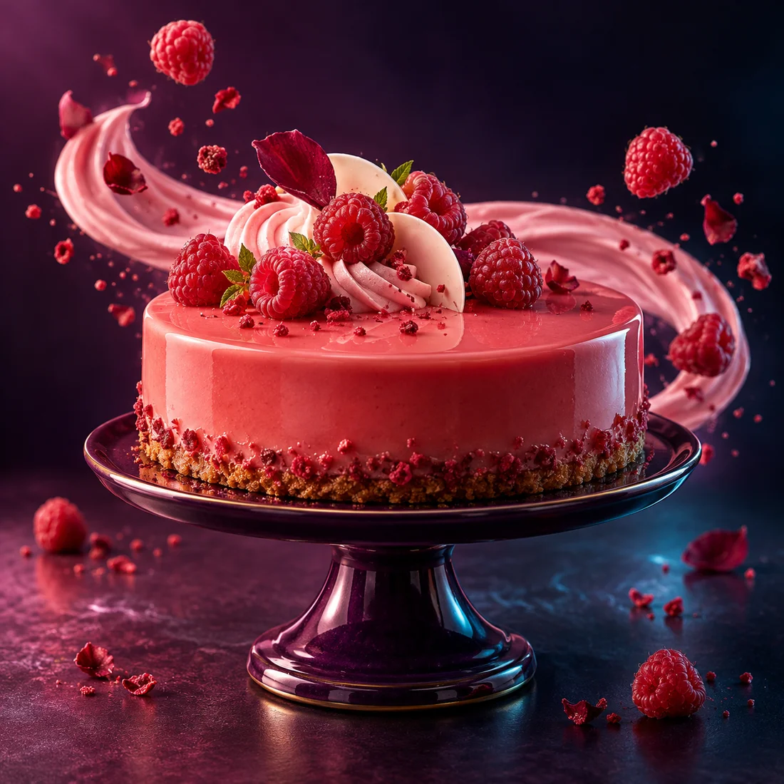 Sobremesa com frutas vermelhas em uma campanha vibrante
