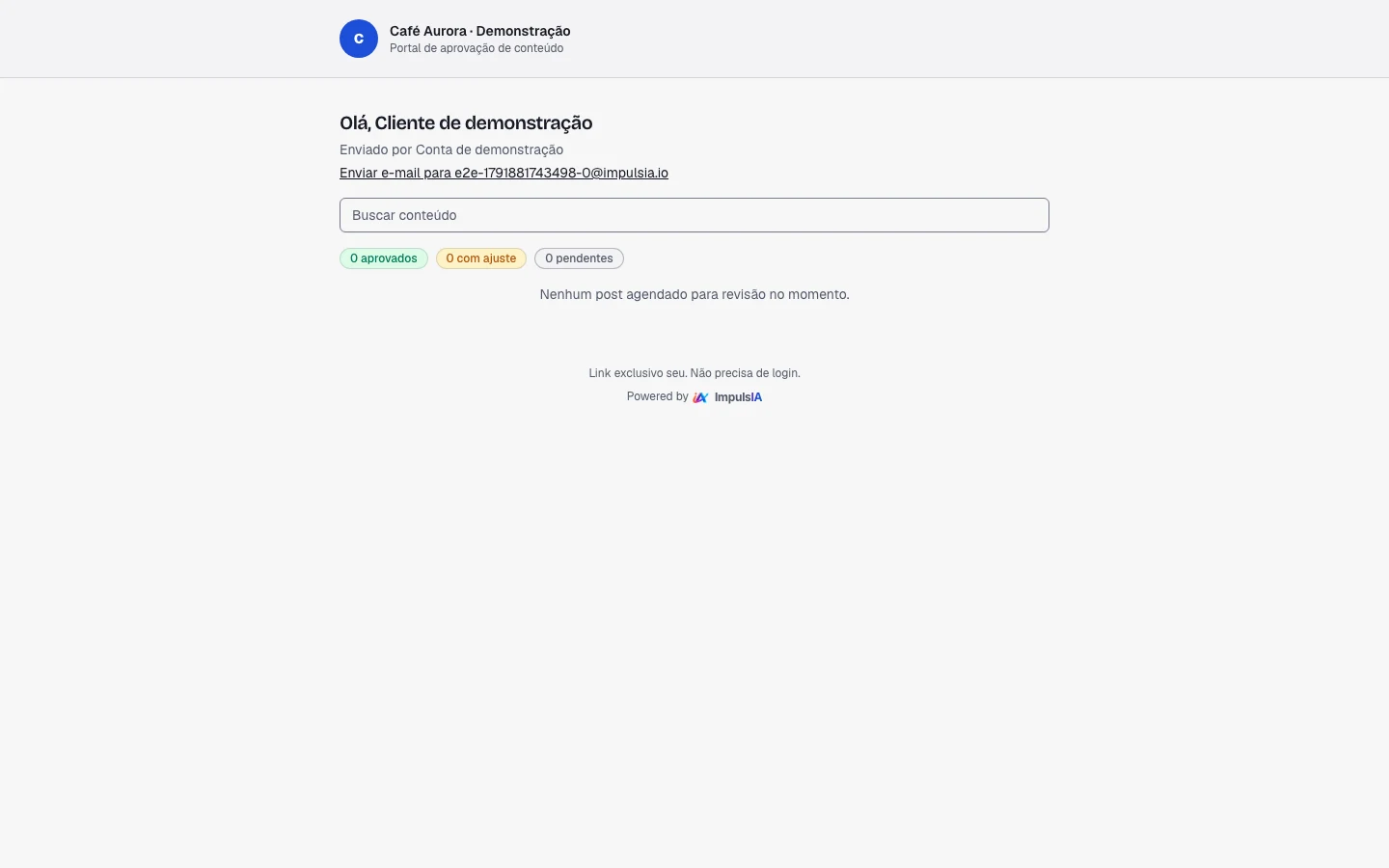 Portal público para revisar conteúdo da marca.