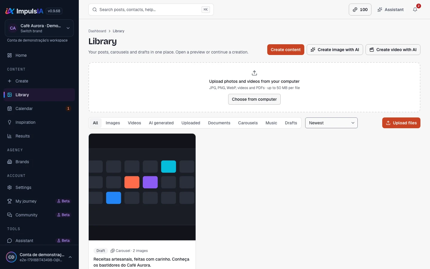 Content and draft library.