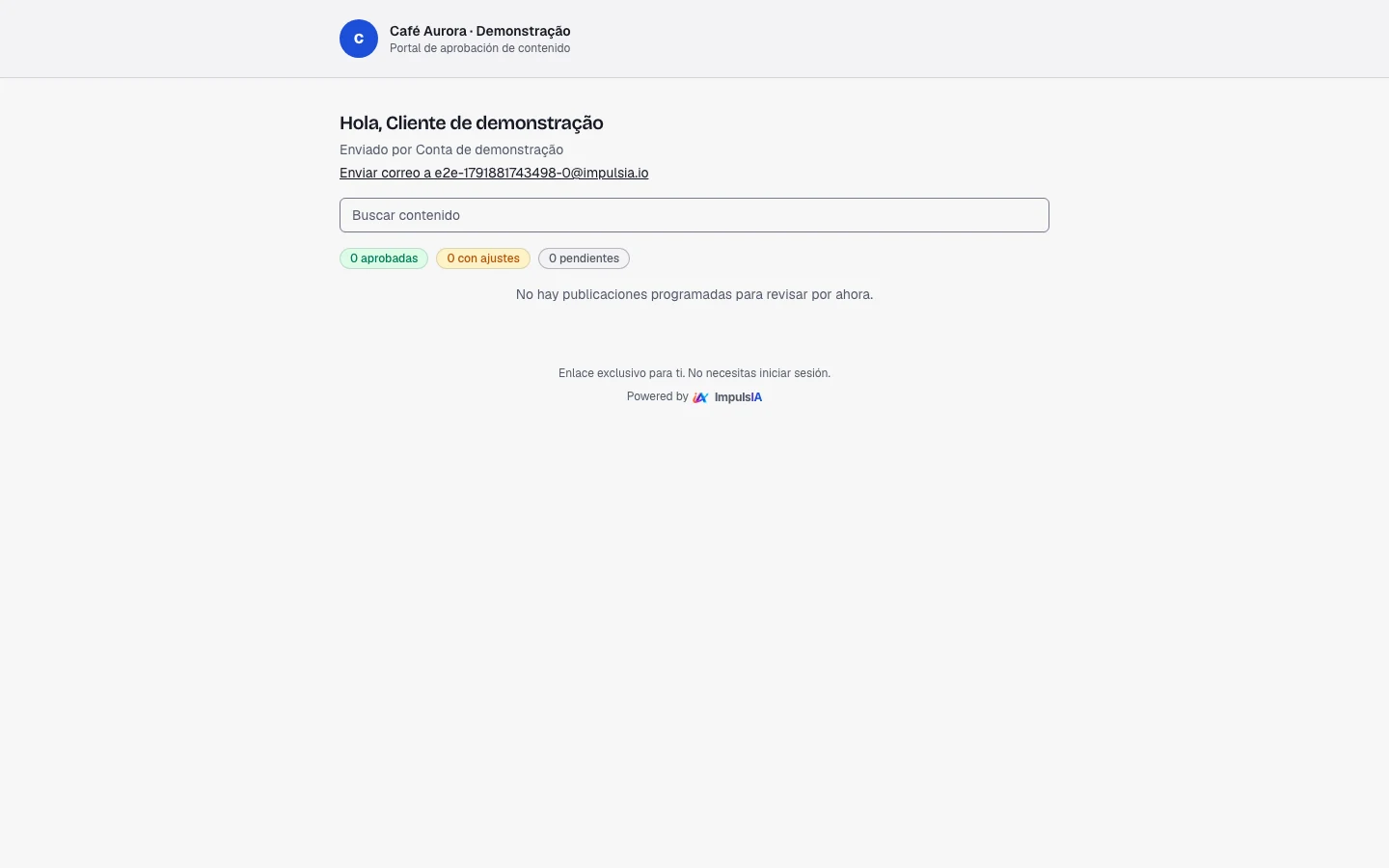 Portal público para revisar contenido de la marca.