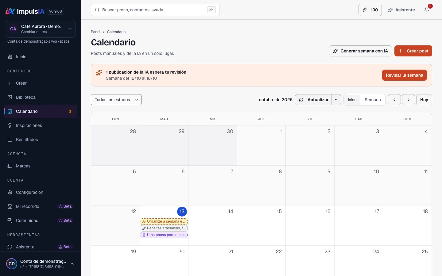 Calendario de la marca.